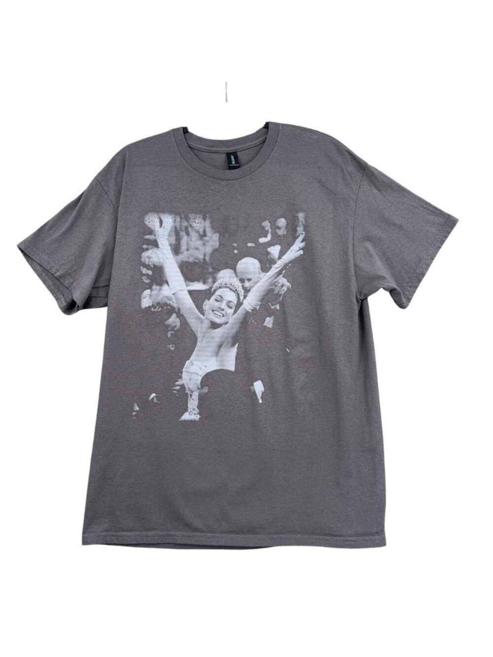 Women Large Cotton Gray Graphic T-Shirt
